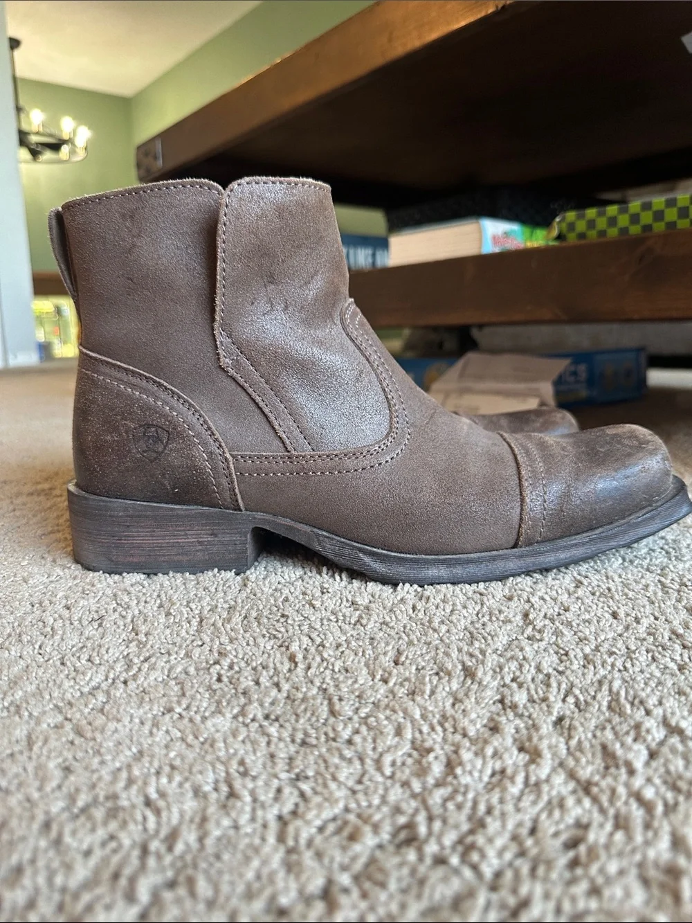 Ariat Brown Suede Western Ankle Boots